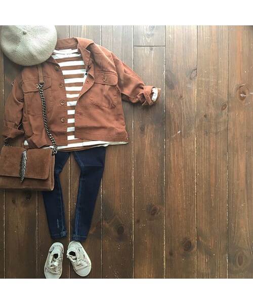 cache cache(カシュ カシュ)の「ARCH&LINE OPENNECKED L/S SHIRT(BROWN)(シャツ/ブラウス・キッズ・その他)」の4枚目の写真