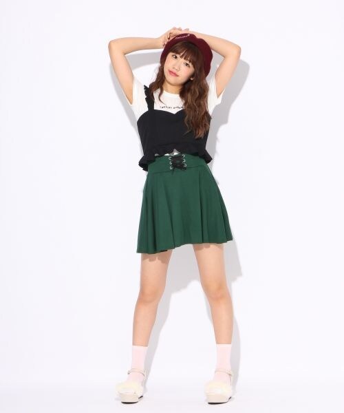 repipi armario（レピピ アルマリオ）の「フリルビスチェセットTシャツ（トップス・ホワイト/ブラック/ピンク）」の4枚目の写真