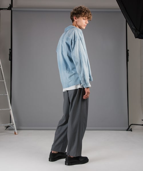 LIDNM(リドム)の「ドビーワイドスラックス(スラックス・メンズ・グレー・S, M, L)」の7枚目の写真