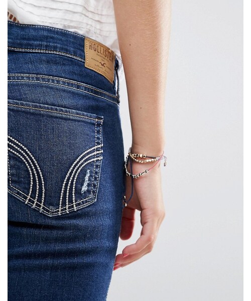 Hollister（ホリスター）の「Hollister High Waisted Crop Jeans with Raw-Cut Hem（デニムパンツ・レディース・Blue・W26）」の4枚目の写真