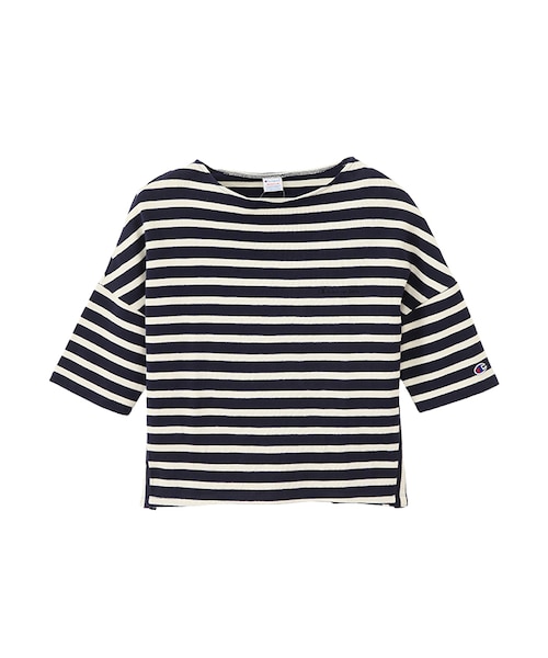 flower（フラワー）の「champion border top-CW-L407～ﾁｬﾝﾋﾟｵﾝﾎﾞｰﾀﾞｰﾄｯﾌﾟ（Tシャツ/カットソー・レディース・gray/navy/beige・FREE）」の3枚目の写真