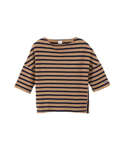 flower（フラワー）の「champion border top-CW-L407～ﾁｬﾝﾋﾟｵﾝﾎﾞｰﾀﾞｰﾄｯﾌﾟ（Tシャツ/カットソー・レディース・gray/navy/beige・FREE）」の2枚目の写真