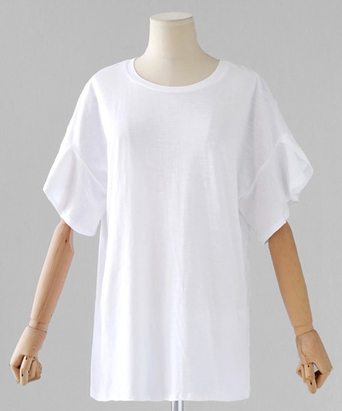 DHOLIC（ディーホリック）の「ラウンドネックラッフルスリーブTシャツ（Tシャツ/カットソー・レディース・FREE）」の2枚目の写真