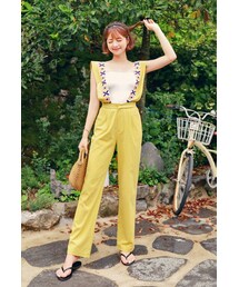 HOTPING | ハイウエストフラワー刺しゅうオールインワン(つなぎ/オールインワン)