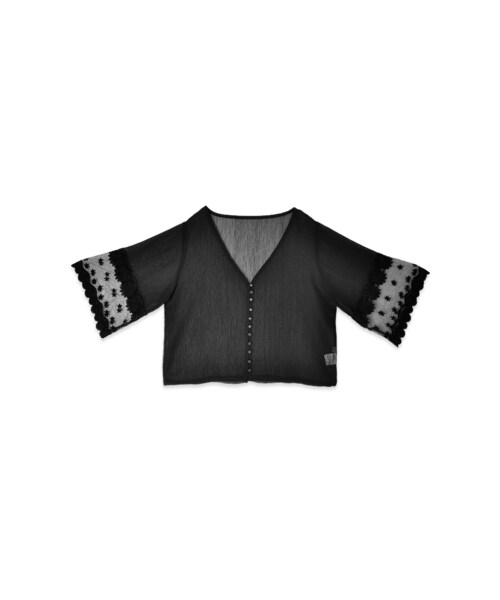 flower(フラワー)の「eternal lace cardigan~エターナルレースカーディガン(カーディガン/ボレロ・レディース・white/black・FREE)」の2枚目の写真