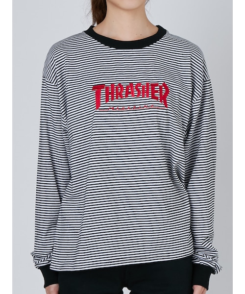 jouetie(ジュエティ)の「THRASHERボーダーロンT(トップス・レディース・ブラック/ピンク/ブルー)」の11枚目の写真