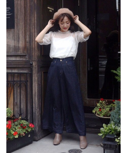 MERCURYDUO（マーキュリーデュオ）の「ドットチュールパフブラウス（トップス・レディース・アイボリー/ブラック・F(ブラウス)/F(インナー)）」の5枚目の写真