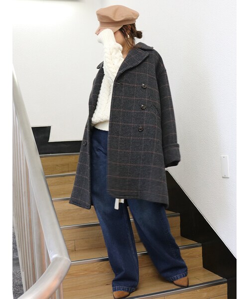 Ungrid（アングリッド）の「チェックルーズコート（ジャケット/アウター・レディース・オフホワイト/チャコールグレー・S/M）」の5枚目の写真