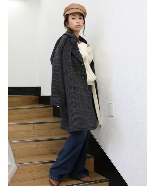 Ungrid（アングリッド）の「チェックルーズコート（ジャケット/アウター・レディース・オフホワイト/チャコールグレー・S/M）」の3枚目の写真