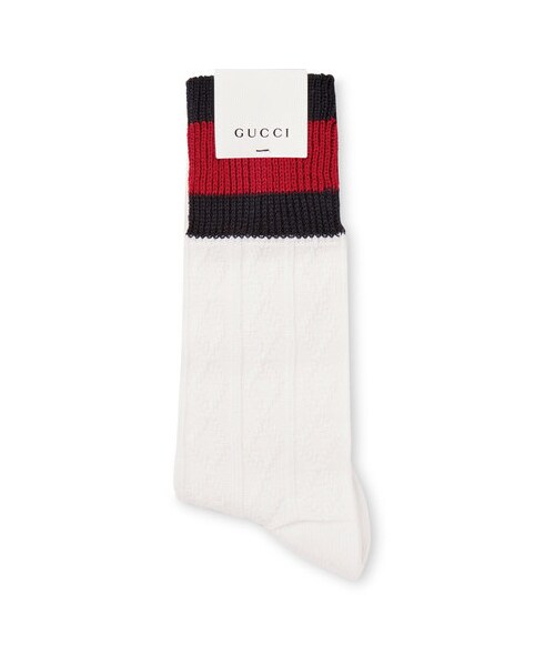 GUCCI（グッチ）の「Gucci Stripe-Trimmed Cable-Knit Stretch Wool 