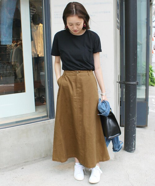 SLOBE IENA（スローブイエナ）の「《WEB限定・追加2予約》バイオ加工マキシスカート◆（スカート・キャメル/36/在庫あり/38/40/在庫なし）」の3枚目の写真