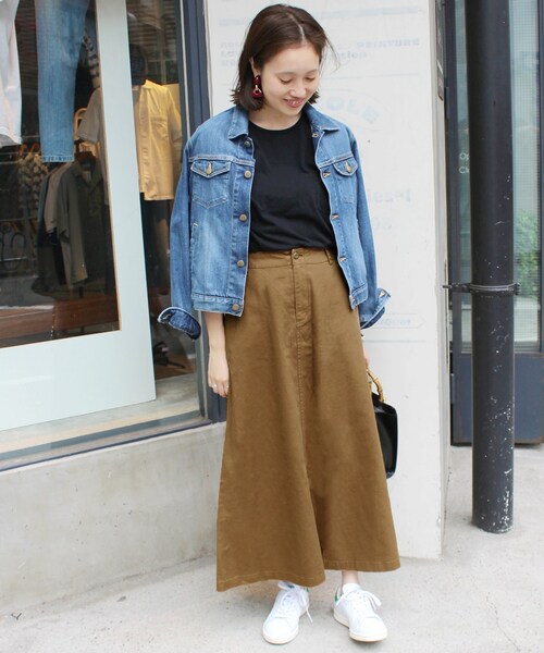 SLOBE IENA（スローブイエナ）の「《WEB限定・追加2予約》バイオ加工マキシスカート◆（スカート・キャメル/36/在庫あり/38/40/在庫なし）」の2枚目の写真