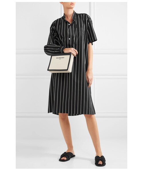 BALENCIAGA（バレンシアガ）の「Balenciaga - Leather-trimmed Canvas Shoulder Bag - Black（クラッチバッグ・レディース・Black・one size）」の4枚目の写真