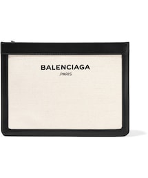 BALENCIAGA | Balenciaga - Leather-trimmed Canvas Shoulder Bag - Black(クラッチバッグ)