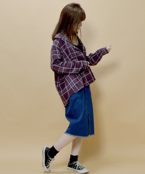 archives（アルシーヴ）の「チェック開衿シャツ（シャツ/ブラウス・レディース・ブラック/ネイビー/ワイン・MEDIUM）」の9枚目の写真