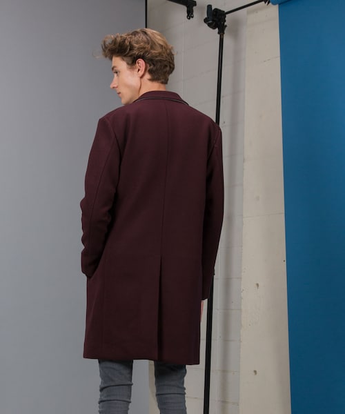 LIDNM(リドム)の「Super100'sメルトンチェスター(チェスターコート・メンズ・ダークチェリー・S.M.L)」の3枚目の写真