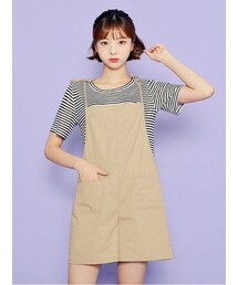 HOTPING | ボーダーTシャツ＆キャミオールインワンSET(つなぎ/オールインワン)