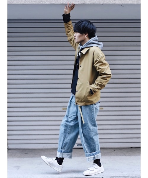 LIDNM（リドム）の「PEツイルコーチジャケット（ブルゾン・メンズ・ライトカーキ・S.M.L）」の7枚目の写真