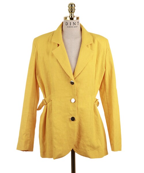 DINT(ディント)の「ローバーサイドバックルリネンジャケット(テーラードジャケット・レディース・White/Yellow/Pink・one(44~66size))」の3枚目の写真