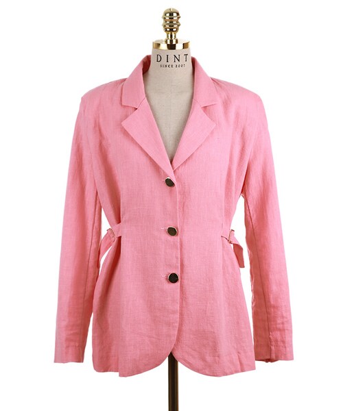 DINT(ディント)の「ローバーサイドバックルリネンジャケット(テーラードジャケット・レディース・White/Yellow/Pink・one(44~66size))」の4枚目の写真