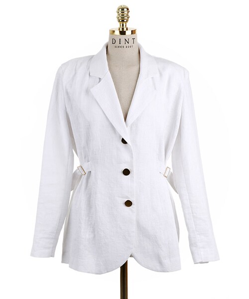 DINT(ディント)の「ローバーサイドバックルリネンジャケット(テーラードジャケット・レディース・White/Yellow/Pink・one(44~66size))」の2枚目の写真