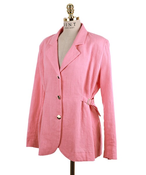 DINT(ディント)の「ローバーサイドバックルリネンジャケット(テーラードジャケット・レディース・White/Yellow/Pink・one(44~66size))」の5枚目の写真