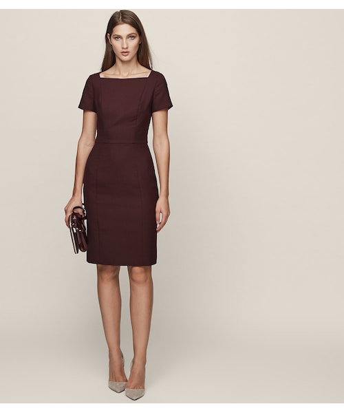 REISS（リース）の「Atlee Dress Berry Short-Sleeved Tailored Dress