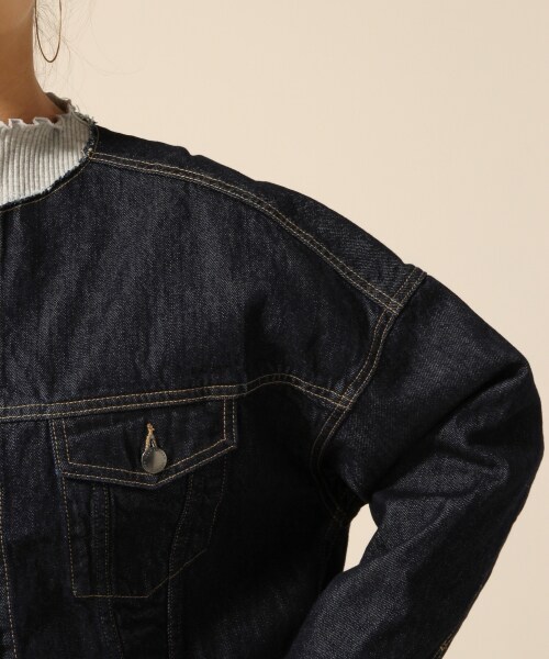 LOWRYS FARM(ローリーズファーム)の「★WEB先行予約アイテム★ノーカラーGジャン(ジャケット/アウター・ブルー/ワンウォッシュ)」の8枚目の写真
