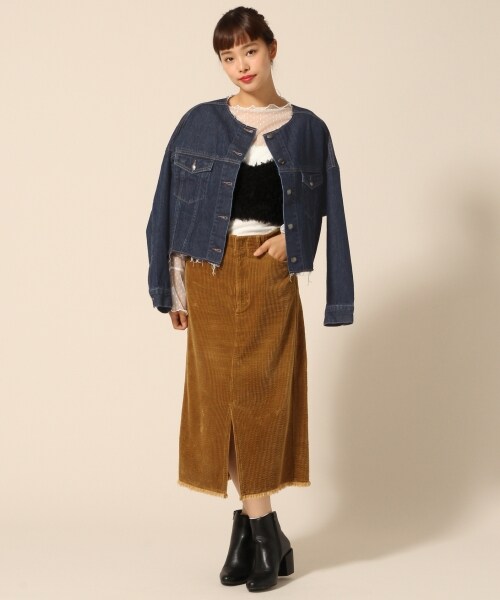 LOWRYS FARM(ローリーズファーム)の「★WEB先行予約アイテム★ノーカラーGジャン(ジャケット/アウター・ブルー/ワンウォッシュ)」の3枚目の写真