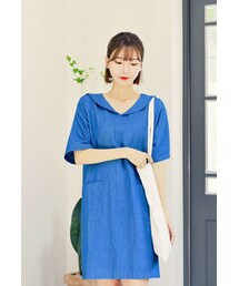 HOTPING | サイドポケットセーラーカラーデニムワンピース(ワンピース)