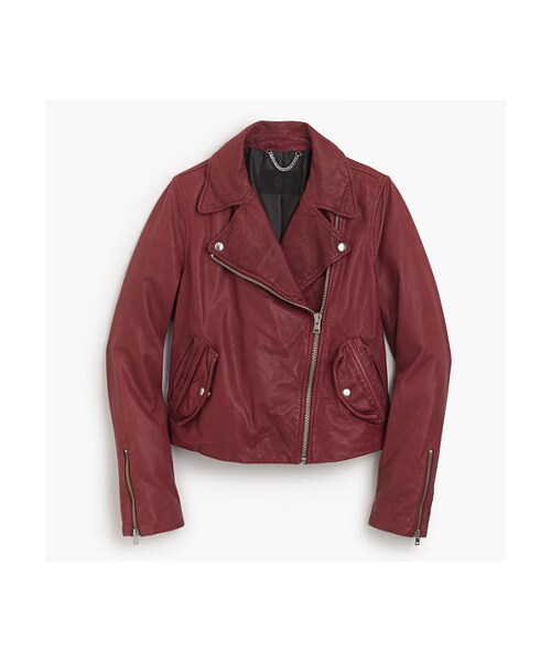 J.CREW（ジェイクルー）の「Collection washed leather motorcycle jacket（ライダースジャケット・レディース・Black/Red・XXX-SMALL/XX-SMALL/X-SMALL/SMALL/MEDIUM/LARGE/X-LARGE）」の2枚目の写真