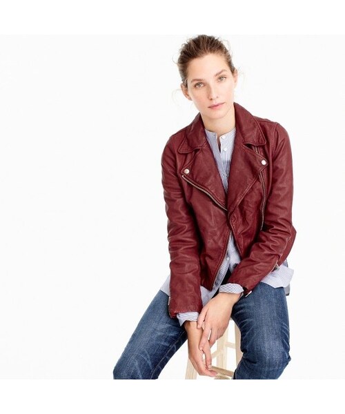 J.CREW（ジェイクルー）の「Collection washed leather motorcycle jacket（ライダースジャケット・レディース・Black/Red・XXX-SMALL/XX-SMALL/X-SMALL/SMALL/MEDIUM/LARGE/X-LARGE）」の3枚目の写真