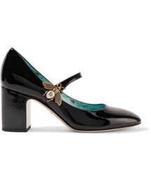 GUCCI | Gucci - Embellished Patent-leather Mary Jane Pumps - Black(パンプス)