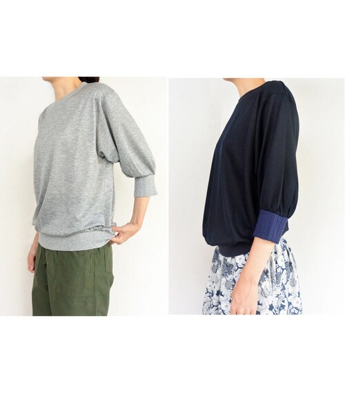 Ballerina Pink バレリーナピンク の Ballerina Pink バレリーナピンク パフスリーブ7分袖カットソー Tシャツ カットソー Wear