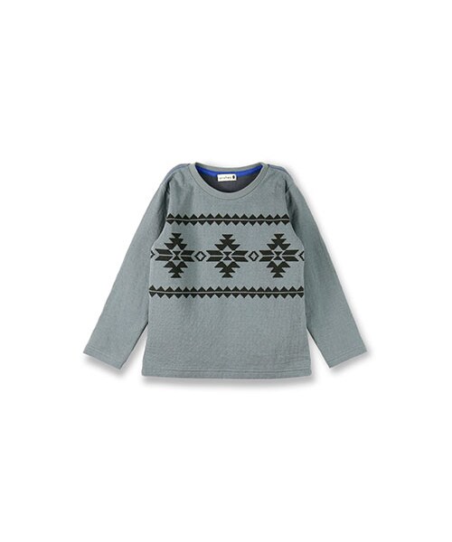 BRANSHES（ブランシェス）の「ネイティブプリント長袖Tシャツ（Tシャツ/カットソー・キッズ・グレー/アイボリー・80～150）」の2枚目の写真