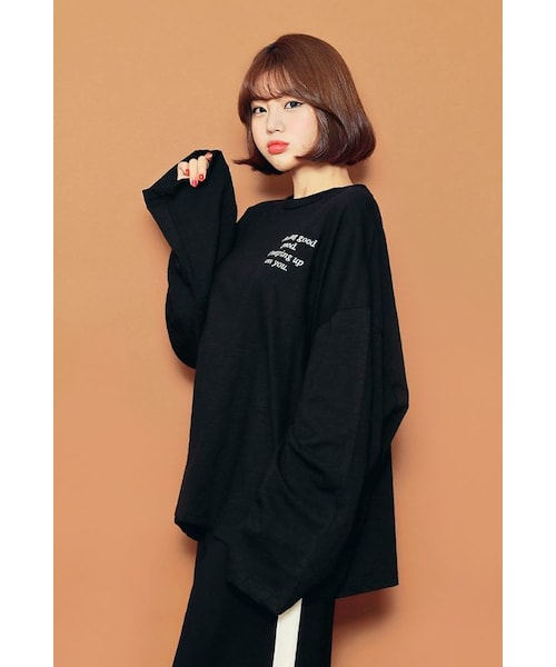 HOTPING(ホッピン)の「FEELING GOODボクシーTシャツ(Tシャツ/カットソー・レディース・ブラック/ホワイト・フリーサイズ)」の1枚目の写真
