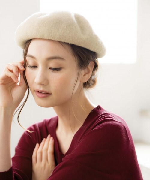 GLOBAL WORK（グローバルワーク）の「ウールベレー（帽子・ブラック/グレー/ボルドー/ベージュ/パープル）」の4枚目の写真