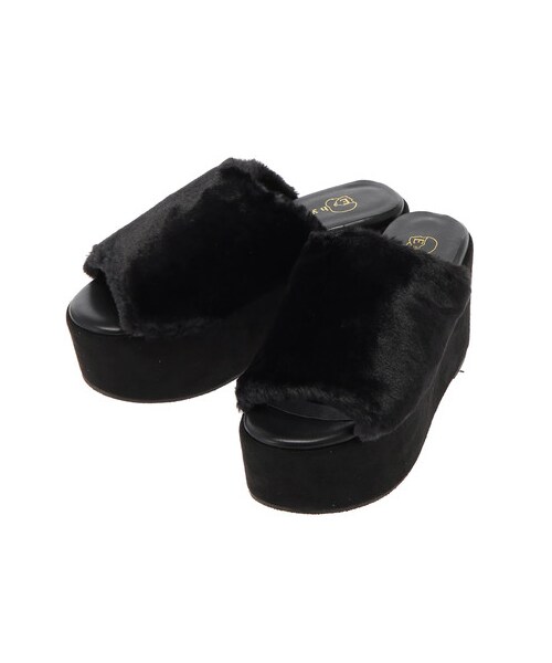 E hyphen world gallery（イーハイフンワールドギャラリー）の「ファー厚底サンダル（シューズ・ブラック/ブラウン・S/M/L）」の7枚目の写真
