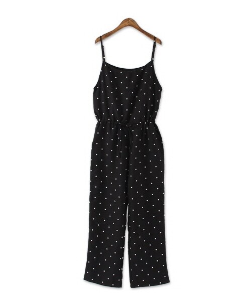 bodurine(ボドゥリネ)の「リボンドットオールインワン(つなぎ/オールインワン・レディース・ブルー/ブラック・FREE)」の2枚目の写真