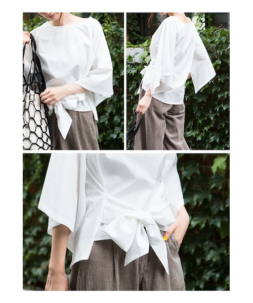 Sheson(シーズン)の「Sheson(シーズン)セレクト リボンデザインブラウス(シャツ/ブラウス・レディース・ホワイト/ボルドー/ブラウン/カーキ/ブラック・FREE)」の6枚目の写真