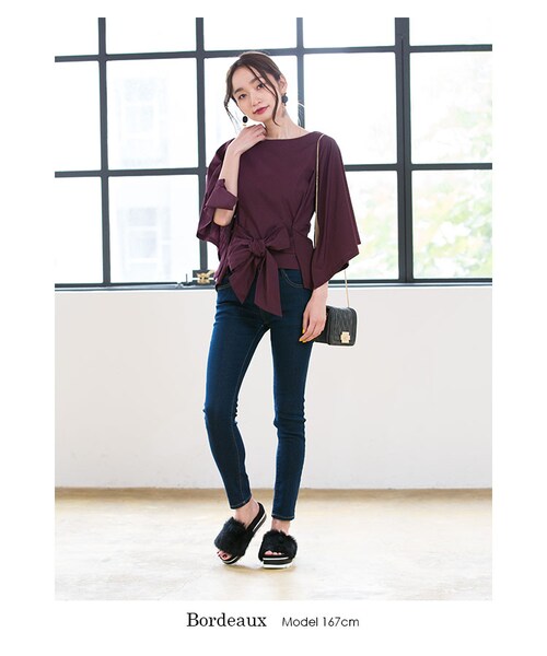 Sheson(シーズン)の「Sheson(シーズン)セレクト リボンデザインブラウス(シャツ/ブラウス・レディース・ホワイト/ボルドー/ブラウン/カーキ/ブラック・FREE)」の10枚目の写真