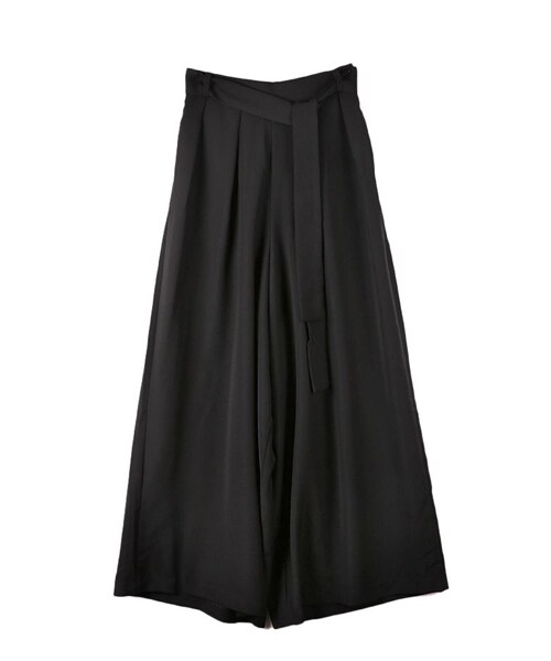 DINT（ディント）の「フェイクハイウエストワイドスレックス（ベルトset）（スラックス・レディース・핑크/블랙・one(44~66size)）」の2枚目の写真