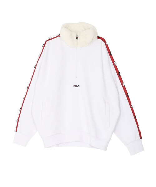 FILA EMODA❤︎フェイクファージップトレーナー❤︎美品 EMODA×FILAフェイクファーZIPUPプルオーバー ホワイト -ファッション