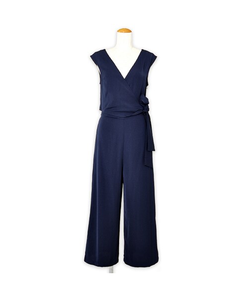 flower（フラワー）の「simple rompers ～ｼﾝﾌﾟﾙﾛﾝﾊﾟｰｽ（つなぎ/オールインワン・レディース・beige/navy・FREE）」の2枚目の写真