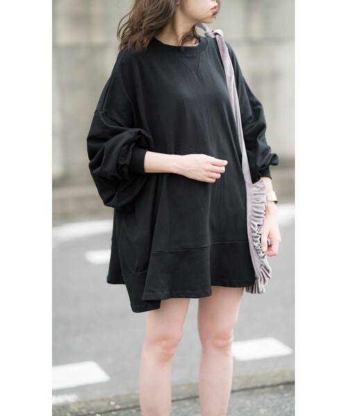 CHEER CLOSET（チアクローゼット）の「【プチプラのあや】ビッグスウェットTシャツ（Tシャツ/カットソー・レディース・ホワイト/ブラック/キャメル/ワイン・F）」の2枚目の写真