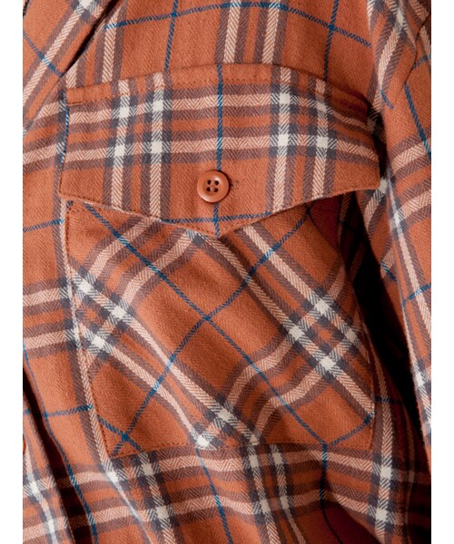 w closet（ダブルクローゼット）の「チェック開襟シャツ（トップス・レディース・オレンジ/ホワイト×ブラック・FREE）」の9枚目の写真