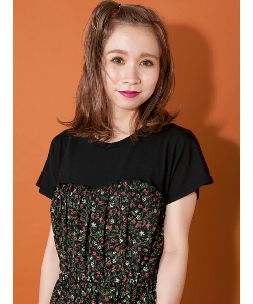 w closet（ダブルクローゼット）の「花柄ビスチェ切替ワンピース