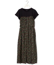 w closet（ダブルクローゼット）の「花柄ビスチェ切替ワンピース