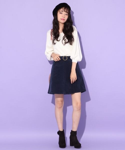 Heather（ヘザー）の「コーデュロイラップスカート（スカート・ブラウン/ネイビー/ライラック）」の5枚目の写真