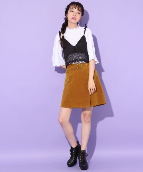 Heather（ヘザー）の「コーデュロイラップスカート（スカート・ブラウン/ネイビー/ライラック）」の4枚目の写真